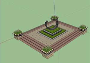 园林景观小场景种植池、花钵素材设计SU(草图大师)模型