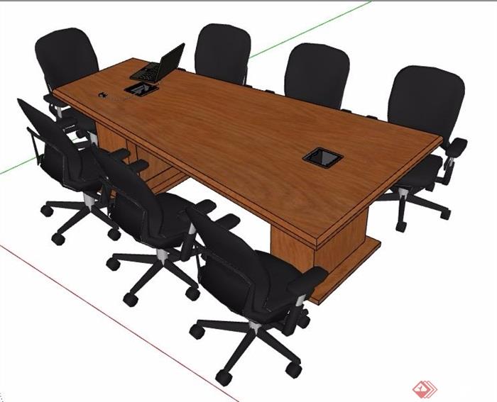 现代风格梯形会议桌椅素材su模型