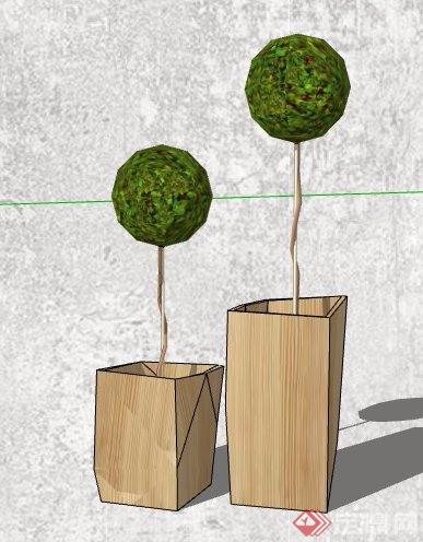 5款绿化景观植物盆栽素材su模型