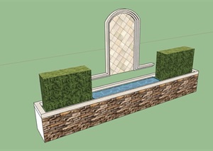 园林景观简欧水池景墙素材SU(草图大师)模型