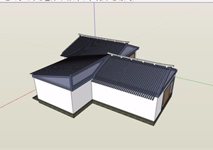 中式单层茶楼建筑SU(草图大师)模型