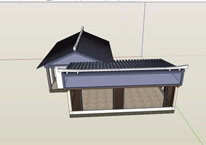单层中式风格茶室建筑素材SU(草图大师)模型
