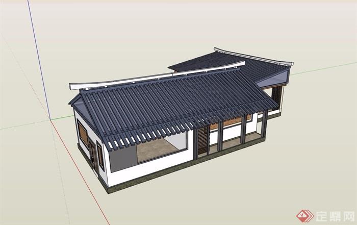 单层中式风格茶室建筑素材su模型