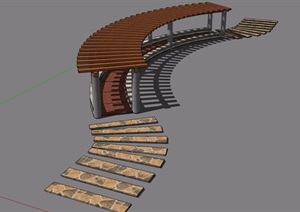 园林景观弧形廊架素材SU(草图大师)模型