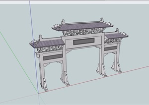 古典中式风格详细的牌坊门素材设计SU(草图大师)模型