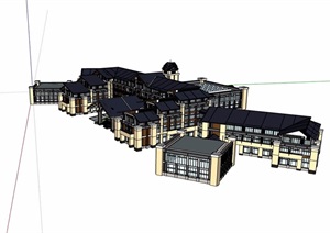 某酒店详细的多层建筑设计SU(草图大师)模型