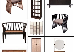 13款古典中式座椅案桌家具PSD素材