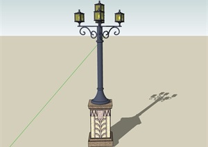 欧式详细的整体路灯素材设计SU(草图大师)模型