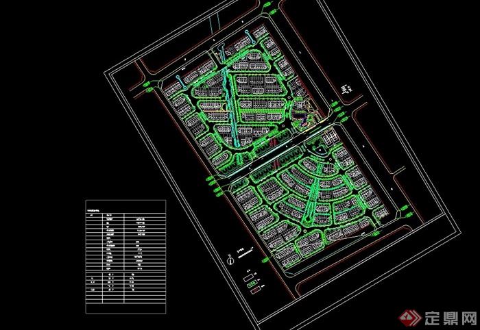 现代详细住宅小区规划cad方案图