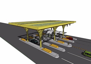 收费站玻璃廊架素材SU(草图大师)模型