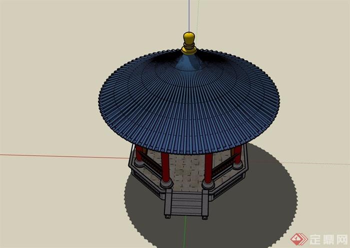 某古典中式详细的凉亭素材su模型