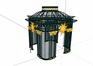欧式独特造型的铁艺廊架素材SU(草图大师)模型