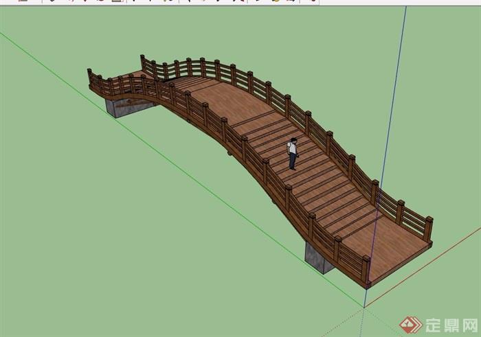 防腐木园林景观拱桥园桥设计su模型