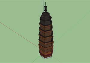 8层园林景观塔楼素材设计SU(草图大师)模型