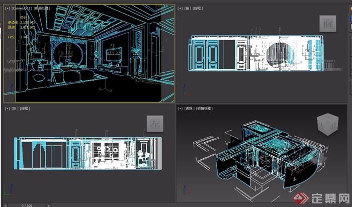 中式详细的客厅素材3d模型及效果图