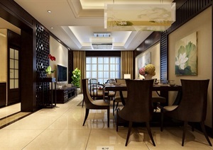 某整体详细的客厅餐厅设计3d模型及效果图