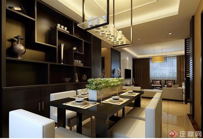 某详细的客厅餐厅空间装饰3d模型及效果图