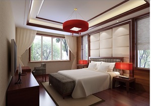 某完整详细的住宅室内卧室3d模型及效果图
