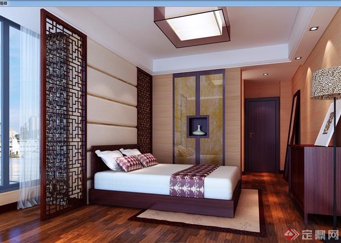 中式详细的整体卧室空间3d模型