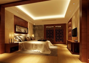 中式详细卧室装饰3d模型及效果图