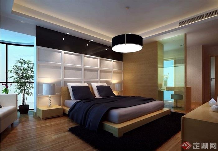 现代详细的完整卧室装饰3d模型