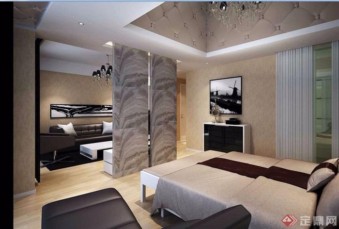 详细的现代卧室装饰空间设计3d模型