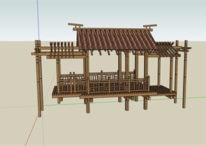 古典中式详细的廊亭素材设计SU(草图大师)模型