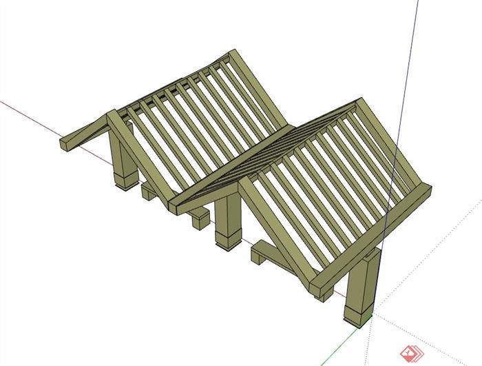 园林景观廊架及坐凳素材设计su模型
