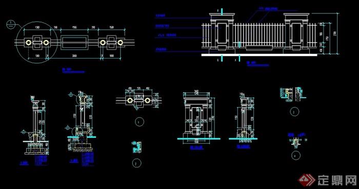 详细的整体围墙设计cad施工图