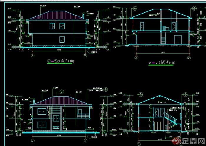 某详细的小型别墅建筑cad施工图纸