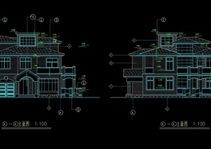 三层欧式小型别墅建筑设计cad施工图纸