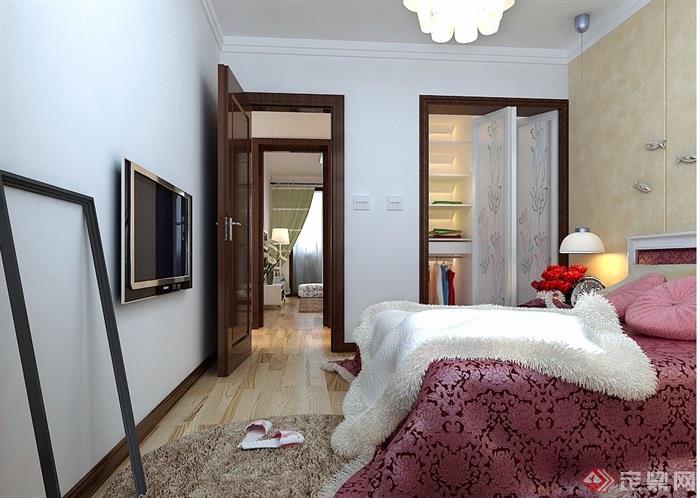现代详细的住宅卧室空间3d模型及效果图