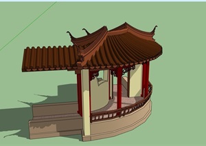 古典中式详细的完整亭廊素材设计SU(草图大师)模型