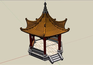 古典中式详细的景观休闲凉亭素材设计SU(草图大师)模型