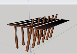 详细的木质完整廊架素材设计SU(草图大师)模型