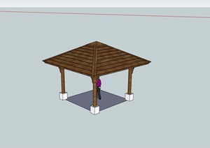 全木质详细完整的亭子素材设计SU(草图大师)模型