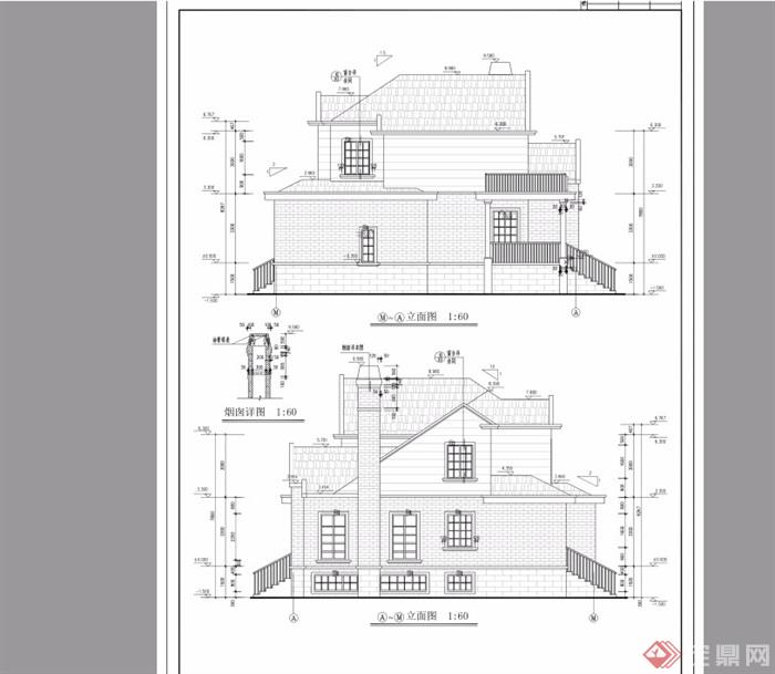 详细的完整欧式别墅两层设计cad施工图及效果图pdf文本
