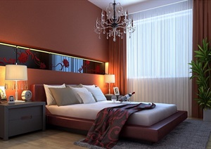 详细的现代卧室装饰设计3d模型