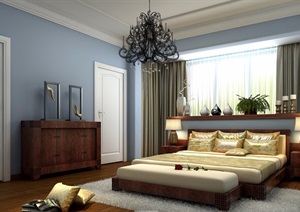 整体详细的卧室装饰空间3d模型