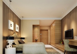 详细的完整整体卧室装饰设计3d模型