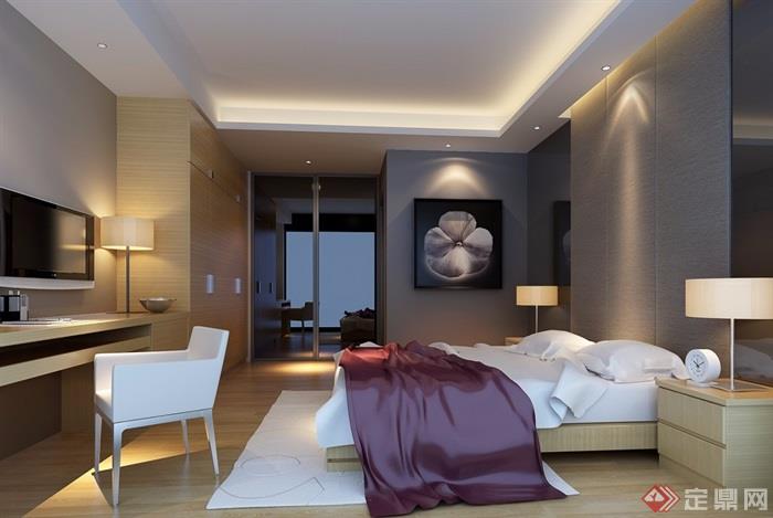 现代详细卧室装饰空间设计3d模型