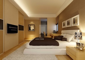 某现代详细完整的卧室装饰空间设计3d模型